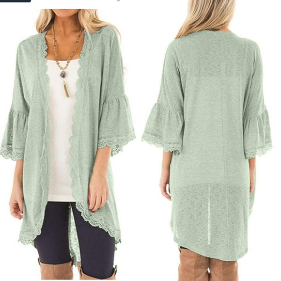 NWOT Mint Green Kimono Top - Picture 6 of 7